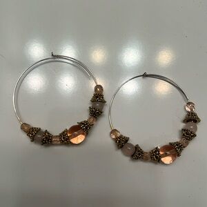BEBE Hoop VINTAGE Pink Beaded Earrings Delicate Feminine